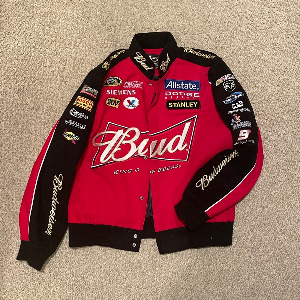Vintage Chase Authentic Budweiser King of Beers NASCAR Racing Jacket